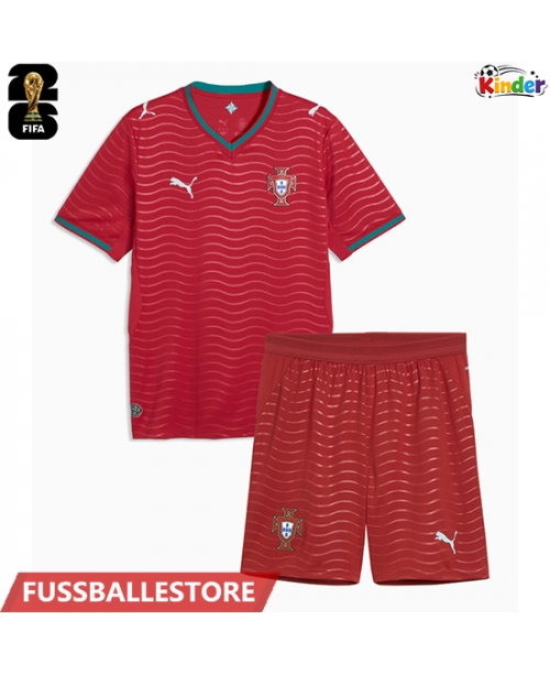 Günstige Portugal Heimtrikotsatz Kinder WM 2026 Kurzarm (+ Kurze Hosen)